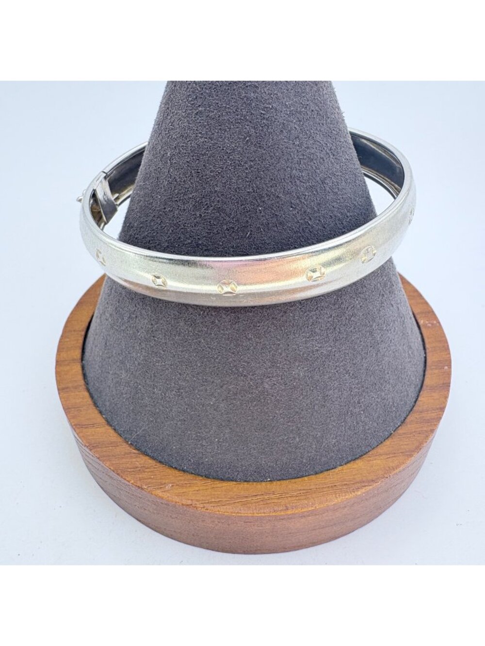 Hinged Bangle Sterling Silver 925 Bracelet Size 7.5" Fit